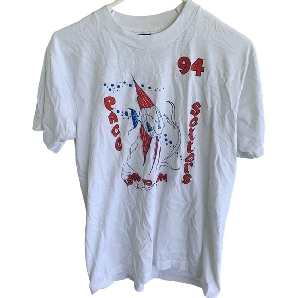 Vintage 1994 Learn To Swim Pace Setters Shirt Size Medium Fish Graphics 90s - Picture 1 of 8